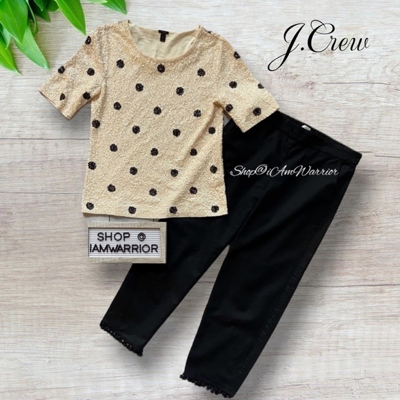 J.Crew black linen pom pom trim pull-on pants *shop@iamwarrior - Picture 4 of 11